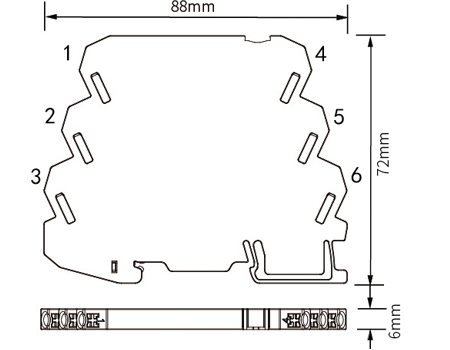 Dimensions of Safety Signal SPD-6 mm width